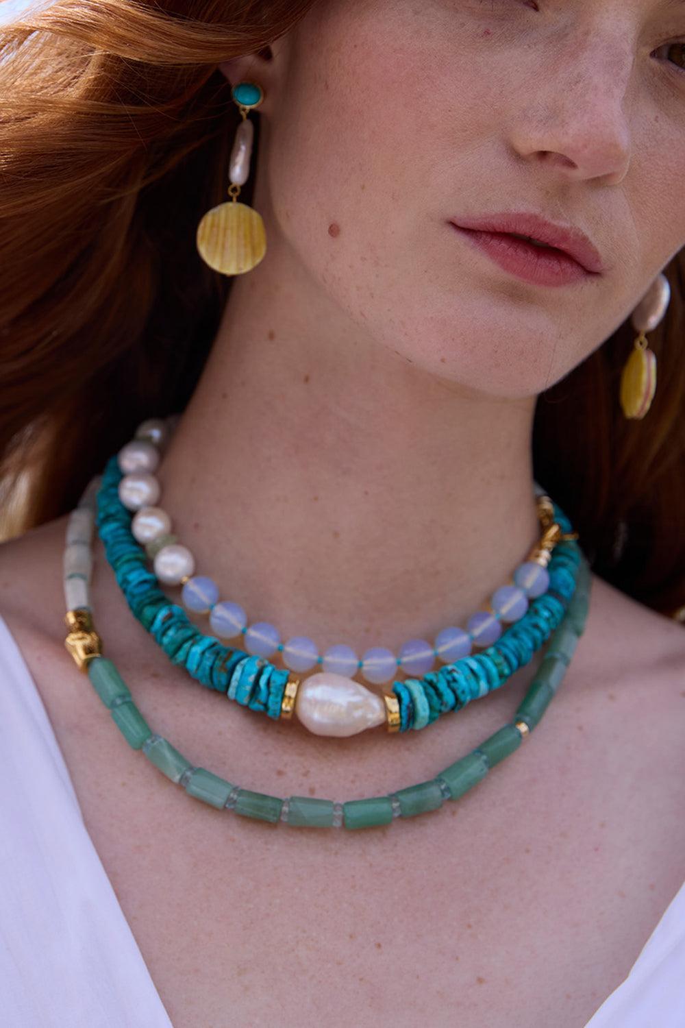 Sky Stone Necklace-BLUE-JEWELRYBOUTIQUENECKLACE O-LIZZIE FORTUNATO