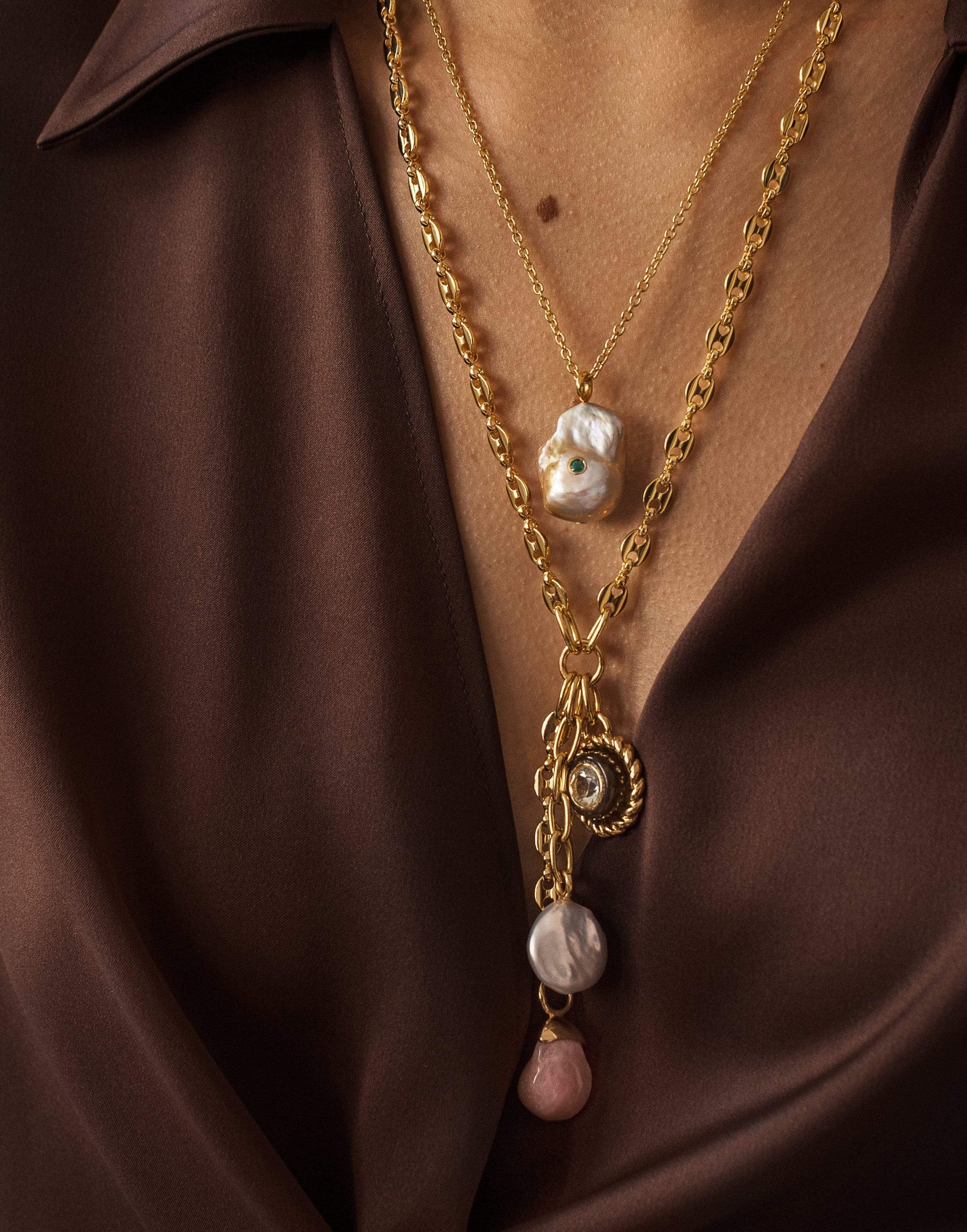 LIZZIE FORTUNATO-Anchor Lariat Necklace-GOLD