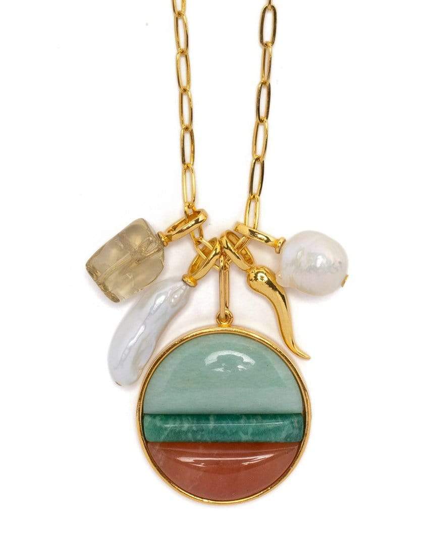 LIZZIE FORTUNATO-Medallion Quilt Necklace-GOLD