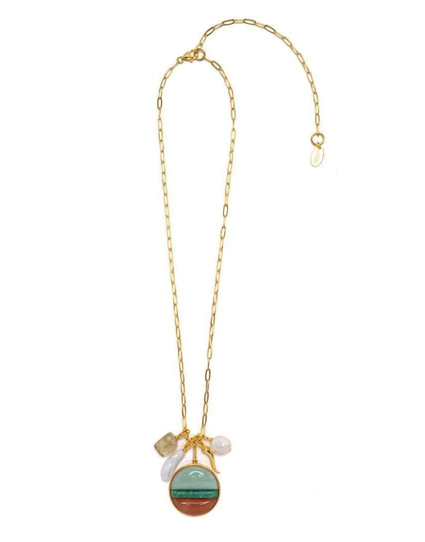 LIZZIE FORTUNATO-Medallion Quilt Necklace-GOLD