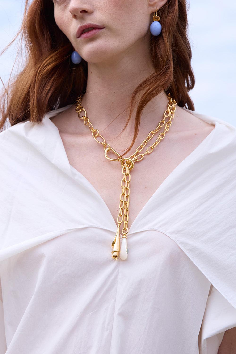 Spiral Shell Necklace-GOLD-JEWELRYBOUTIQUENECKLACE O-LIZZIE FORTUNATO