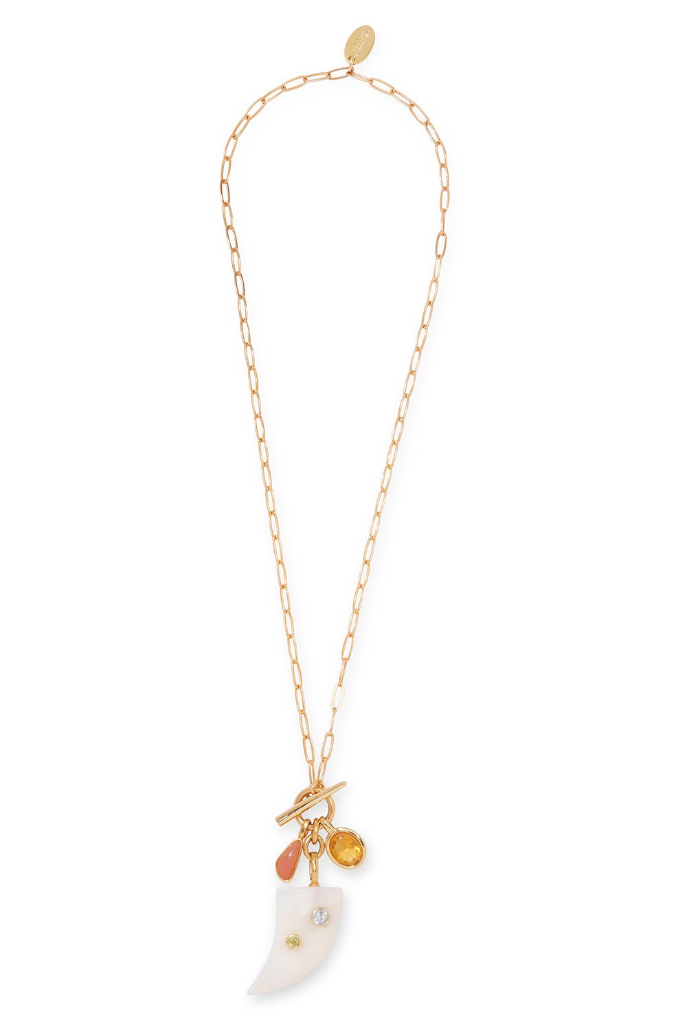 LIZZIE FORTUNATO-Pearl Fin Lariat Necklace-GOLD/PRL
