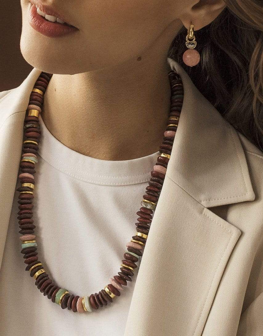 LIZZIE FORTUNATO-Long Laguna Necklace in Merlot-MERLOT