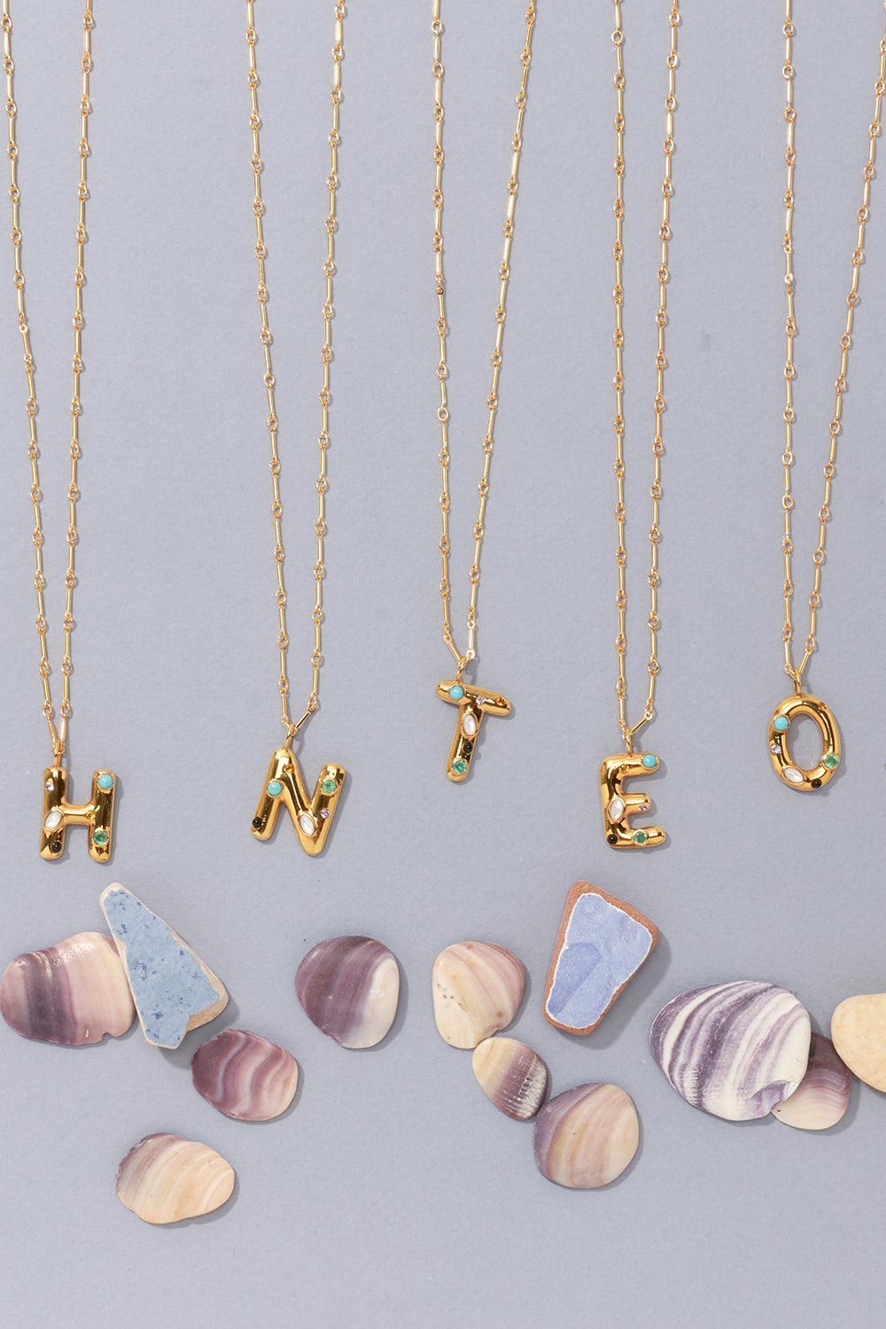 Confetti Letter Necklace-MULTI-A-JEWELRYBOUTIQUENECKLACE O-LIZZIE FORTUNATO