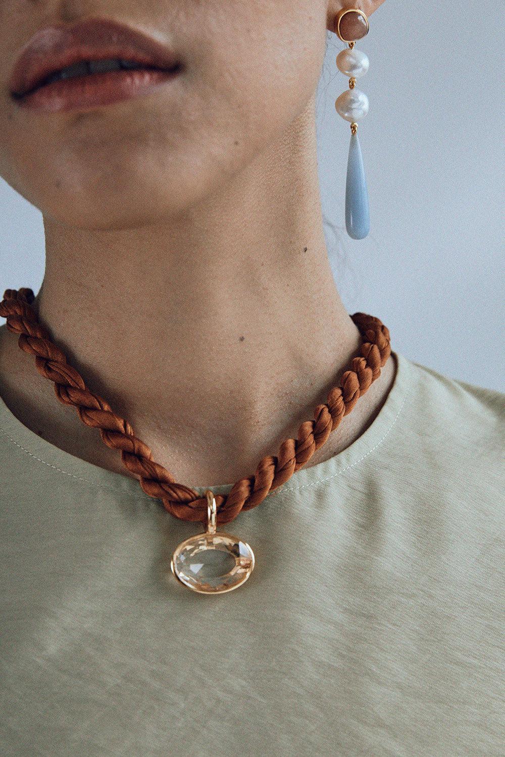 Sunset Woven Collar Necklace-ORANGE-JEWELRYBOUTIQUENECKLACE O-LIZZIE FORTUNATO