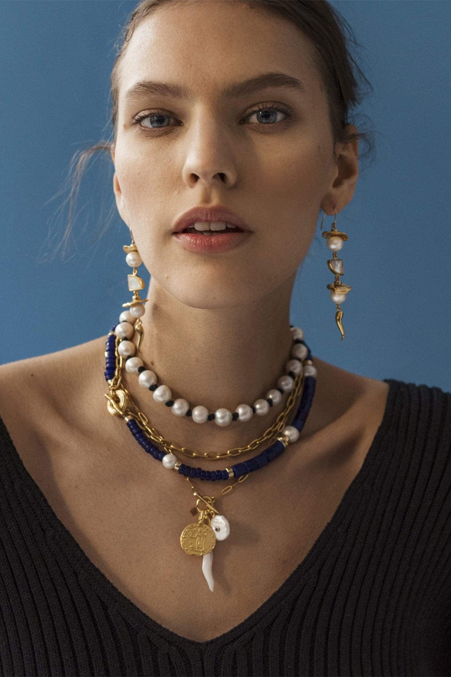 LIZZIE FORTUNATO-Cruz Necklace-PEARL