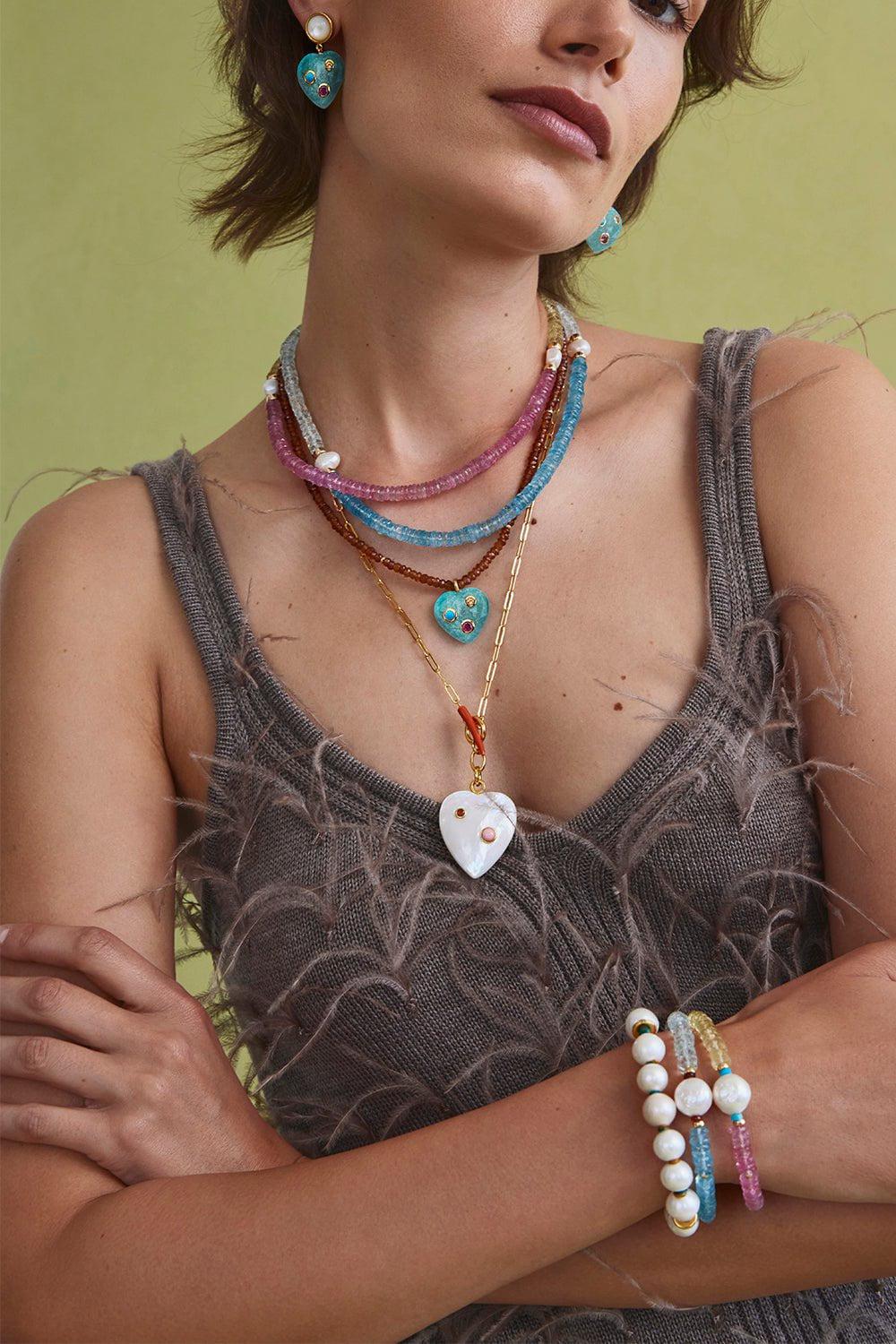 LIZZIE FORTUNATO-Pink Lemonade Rock Candy Necklace-PINK