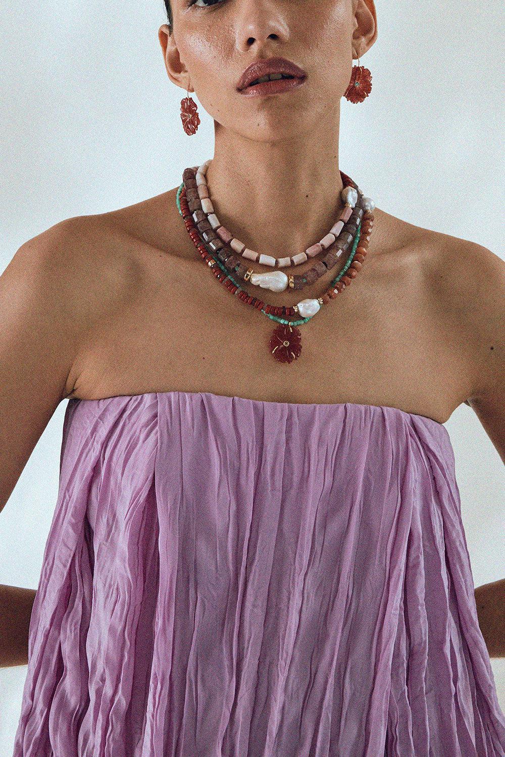 PANAMA PINK CABANA NECKLACE-SUNSTONE-35-JEWELRYBOUTIQUENECKLACE O-LIZZIE FORTUNATO