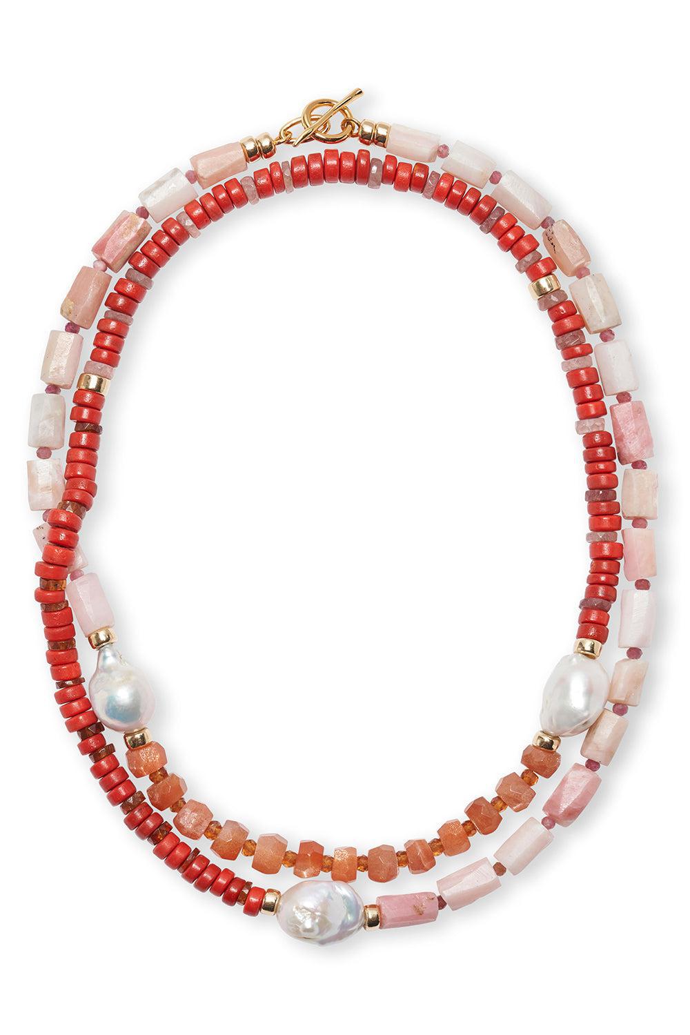 PANAMA PINK CABANA NECKLACE-SUNSTONE-35-JEWELRYBOUTIQUENECKLACE O-LIZZIE FORTUNATO