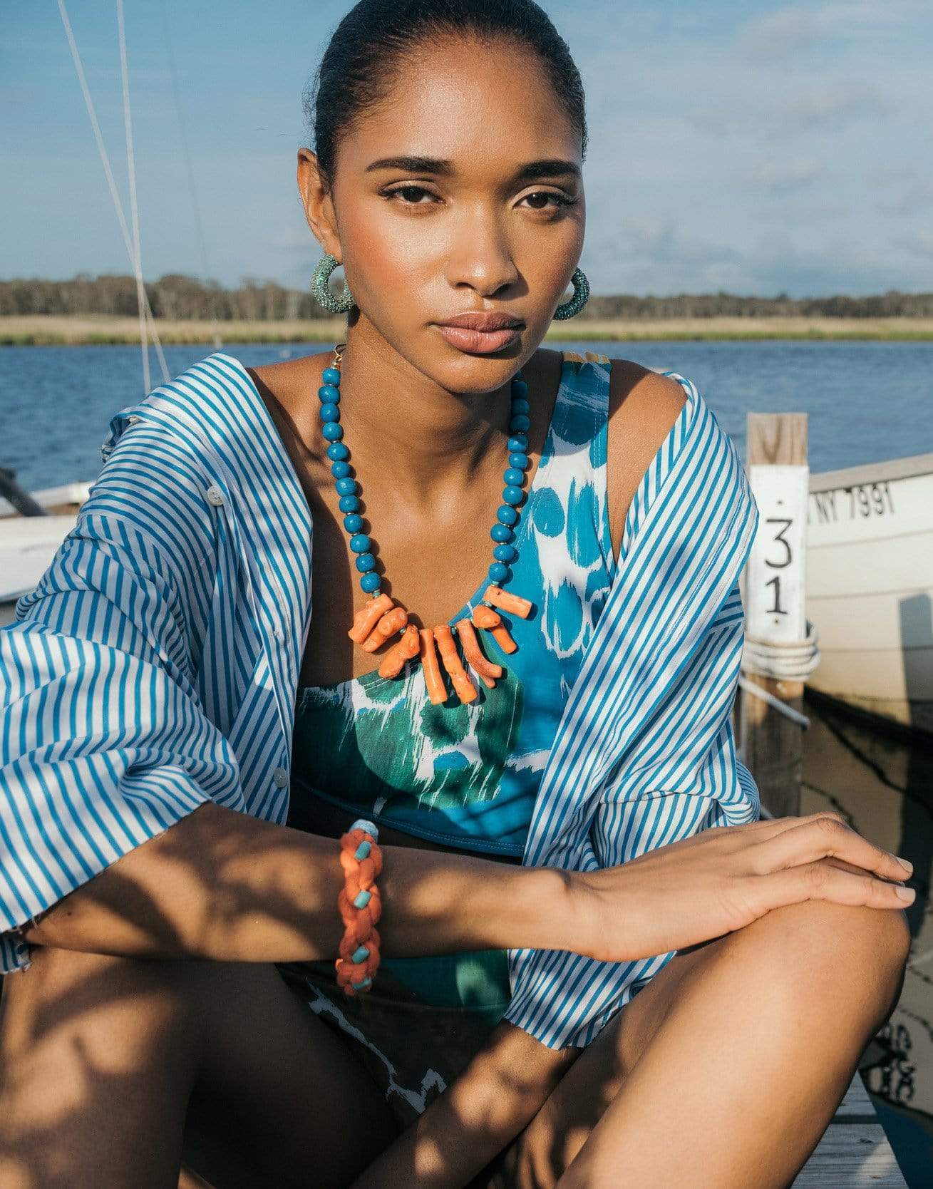 LIZZIE FORTUNATO-Martinique Necklace-TRQ/CRL