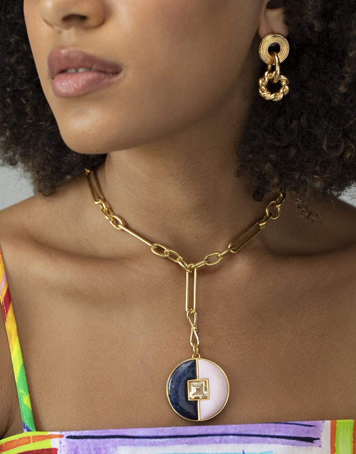 LIZZIE FORTUNATO-Porto Pendant - Sunrise-PINK/NVY