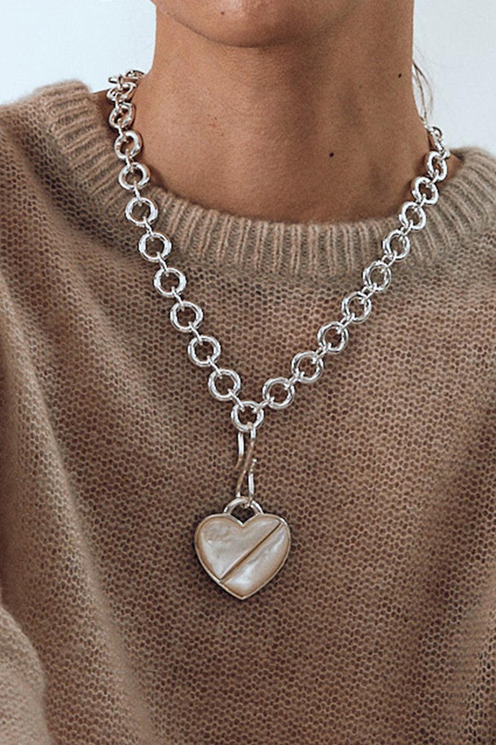 Silver Heart Pendant-WHITE-JEWELRYBOUTIQUEPENDANT-LIZZIE FORTUNATO