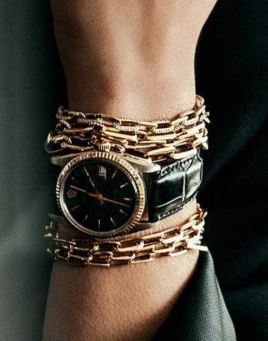 LIZZIE MANDLER-Knife Edge Chain Link Bracelet-YELLOW GOLD