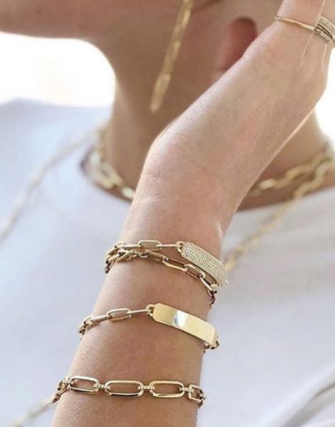 LIZZIE MANDLER-Knife Edge Chain Link Bracelet-YELLOW GOLD