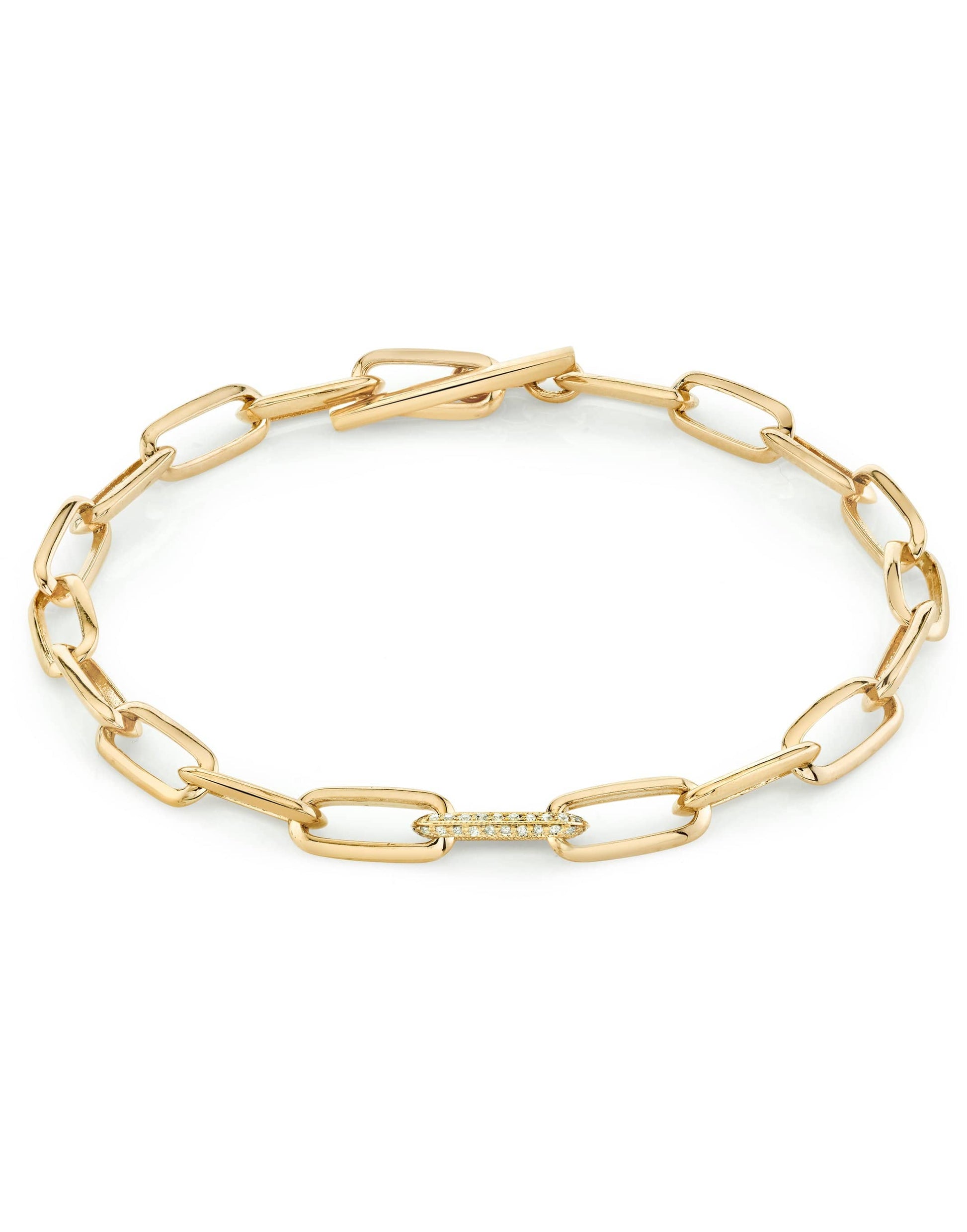 LIZZIE MANDLER-Knife Edge Chain Link Bracelet-YELLOW GOLD