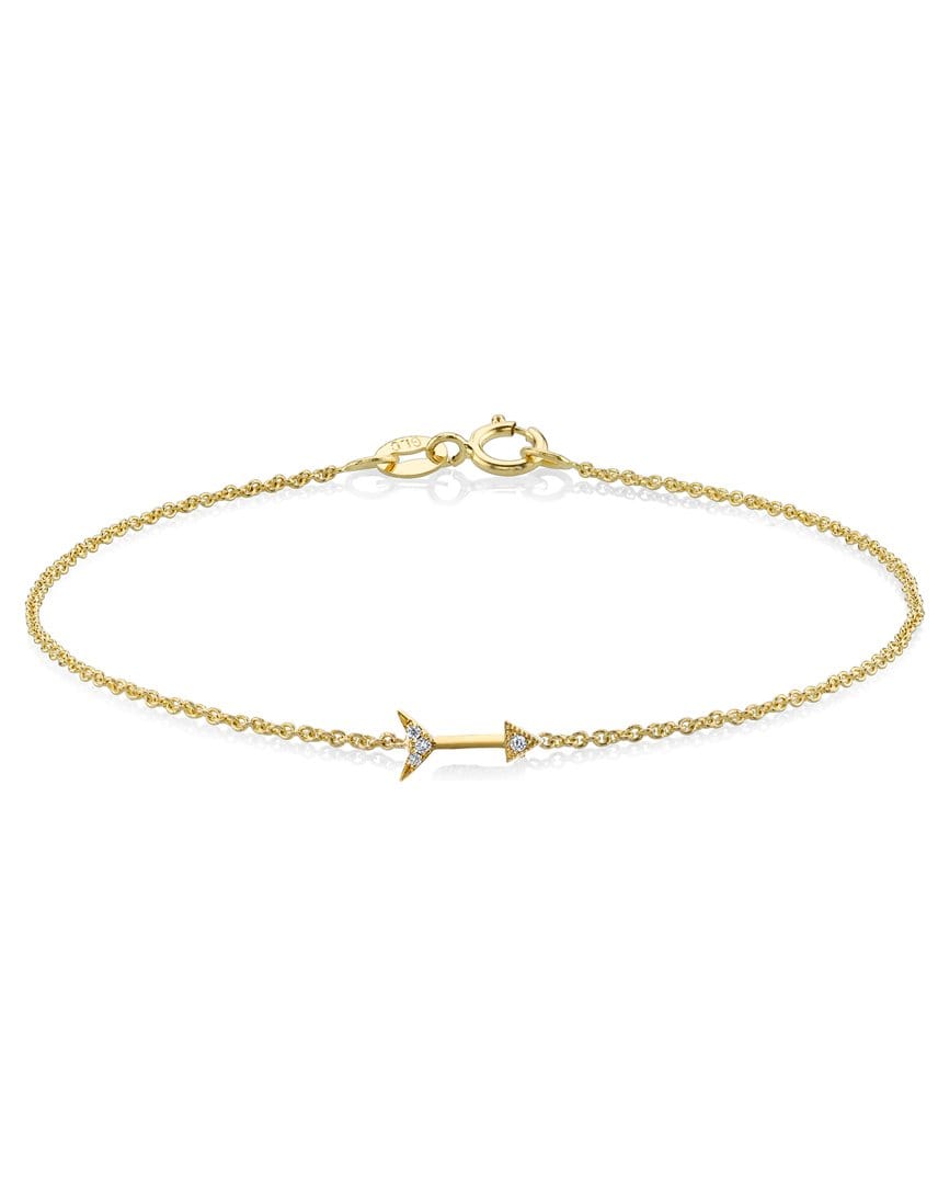 LIZZIE MANDLER-White Diamond Pave Arrow Bracelet-YELLOW GOLD