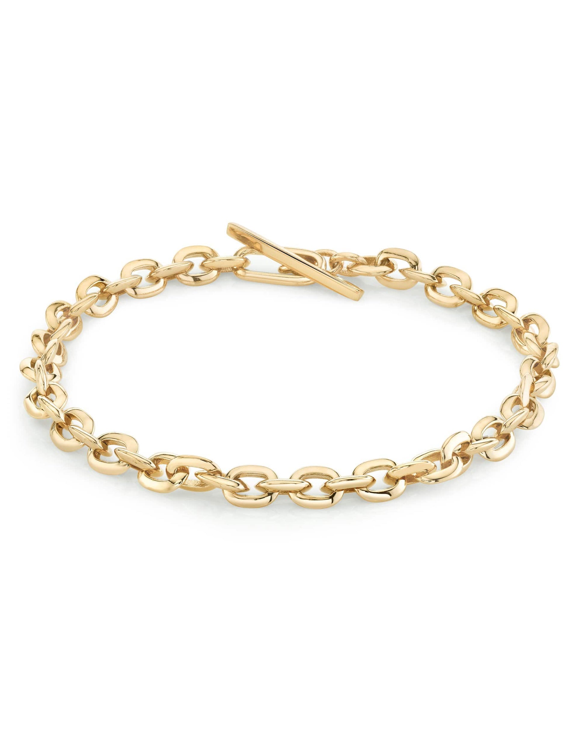 LIZZIE MANDLER-XS Knife Edge Chain Bracelet-YELLOW GOLD