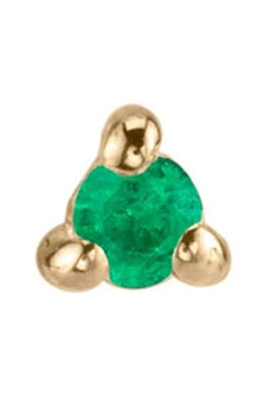 LIZZIE MANDLER-Emerald Round Mini Single Stud-YELLOW GOLD