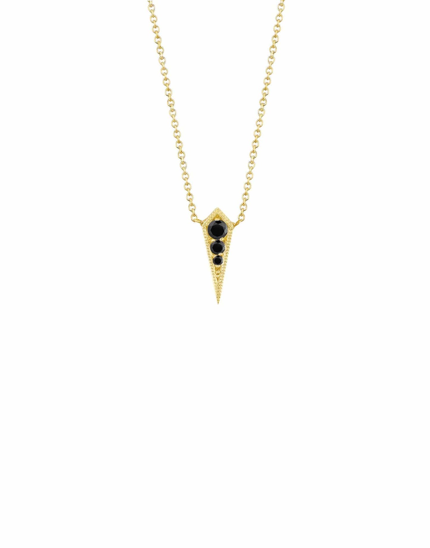 LIZZIE MANDLER-Black Diamond Single Kite Necklace-YELLOW GOLD