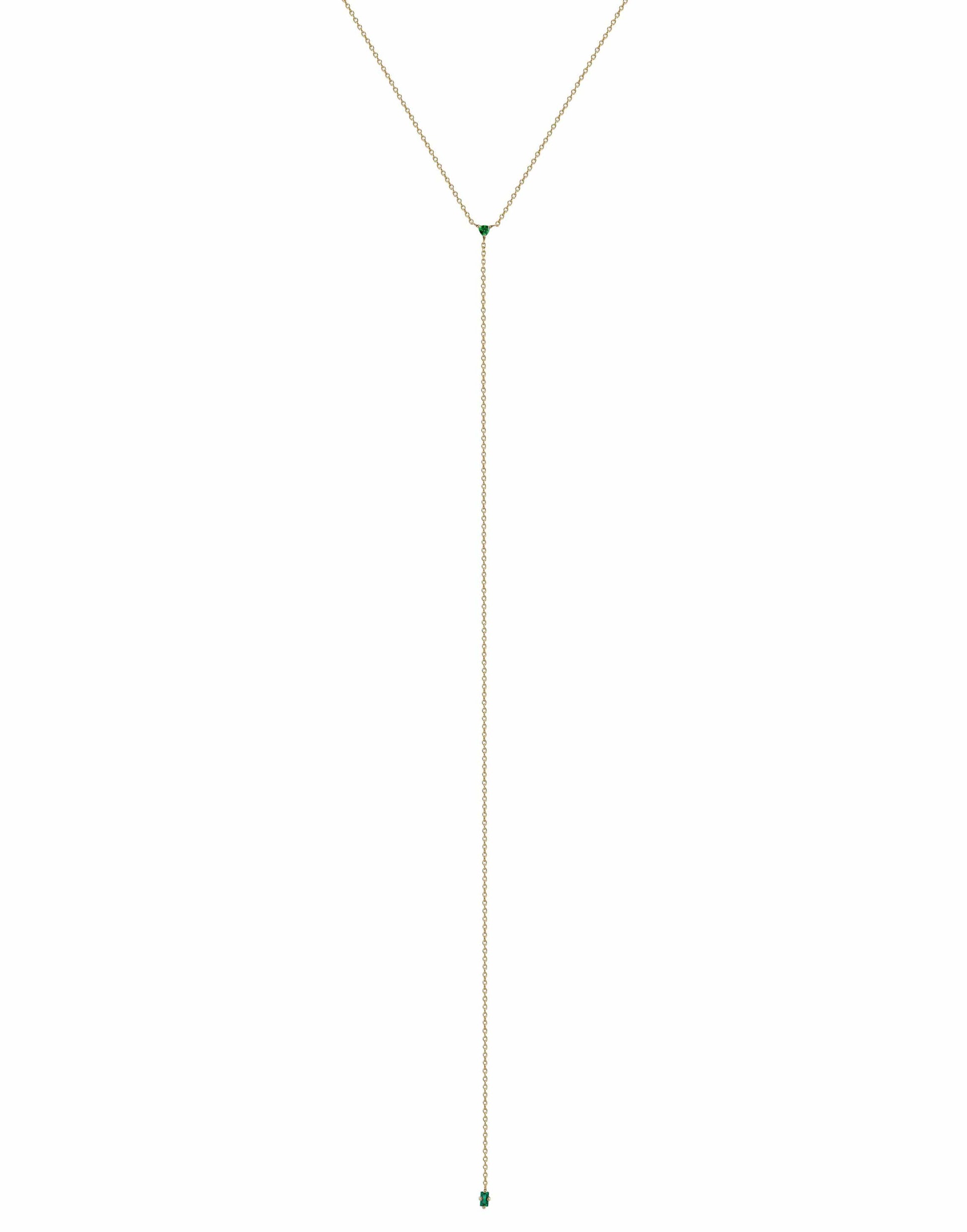 LIZZIE MANDLER-Floating Emerald Baguette Lariat-YELLOW GOLD