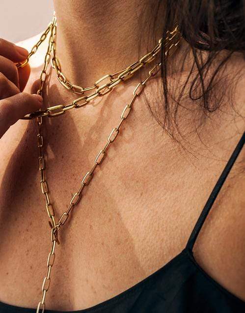 LIZZIE MANDLER-Graduated Knife Edge Choker-YELLOW GOLD