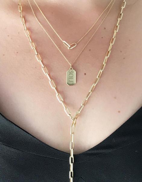 LIZZIE MANDLER-Knife Edge Linked Necklace-YELLOW GOLD