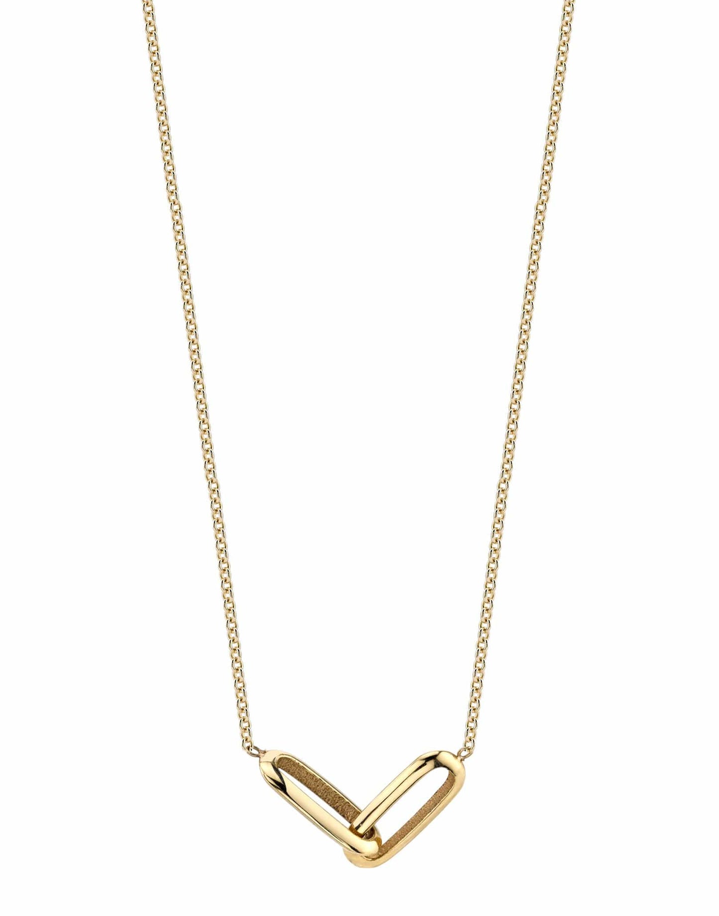 LIZZIE MANDLER-Knife Edge Linked Necklace-YELLOW GOLD