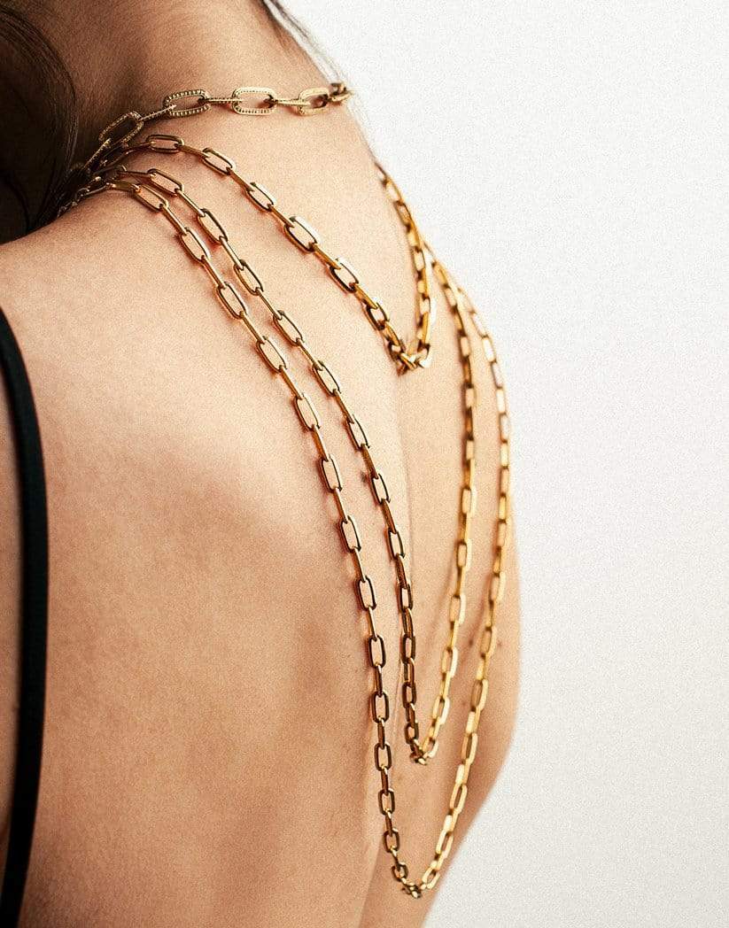 LIZZIE MANDLER-Knife Edge Oval Chain-YELLOW GOLD