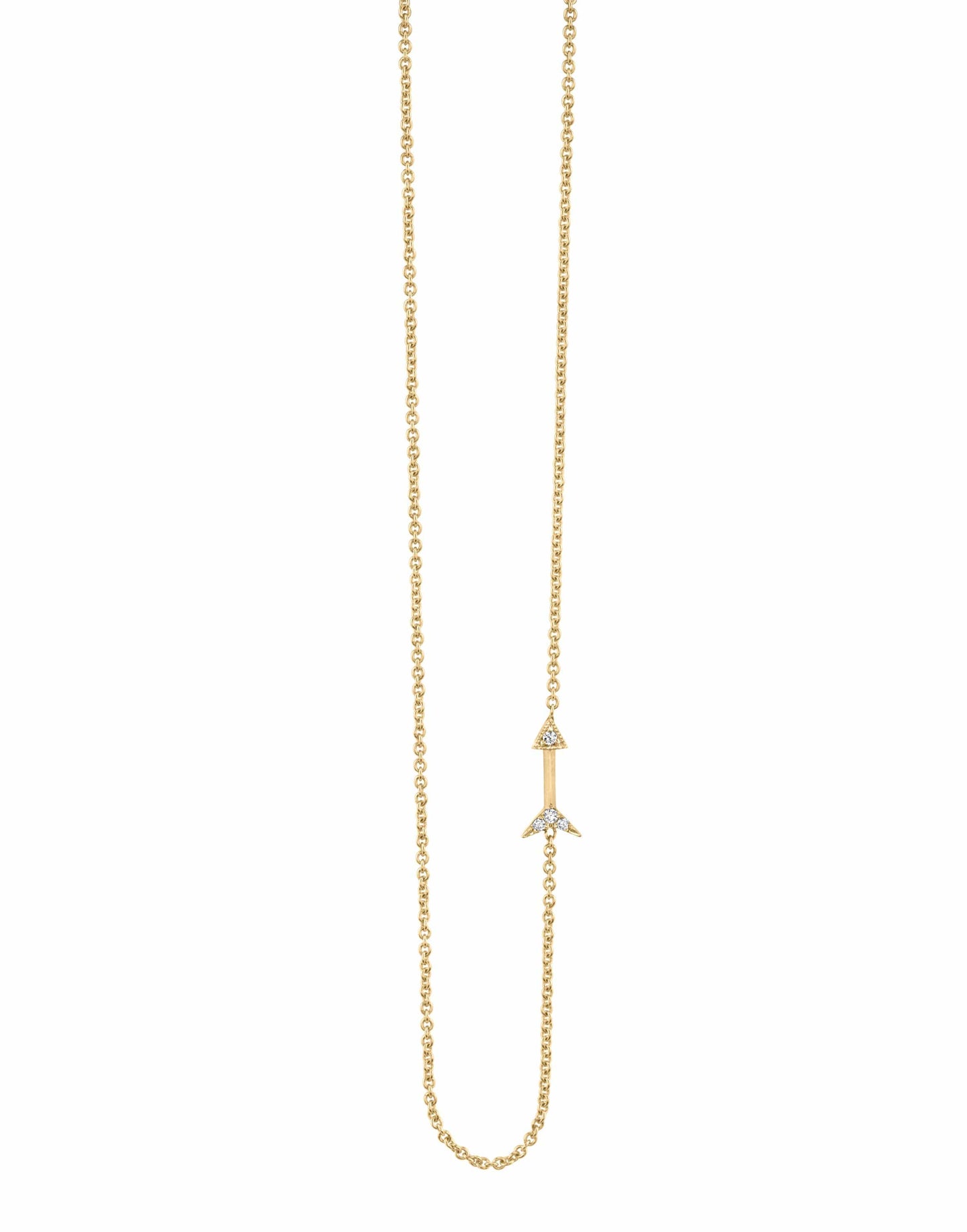 LIZZIE MANDLER-Mini Arrow White Diamond Necklace-YELLOW GOLD