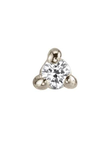 LIZZIE MANDLER-Mini White Diamond Piercing Stud-WHITE GOLD