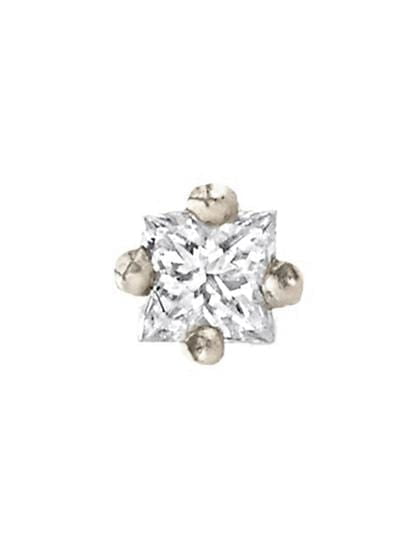 LIZZIE MANDLER-Princess Cut Diamond Stud Earring-WHITE GOLD