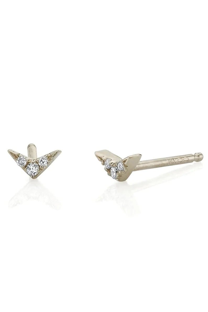 LIZZIE MANDLER-V Diamond Pave Stud-WHITE GOLD