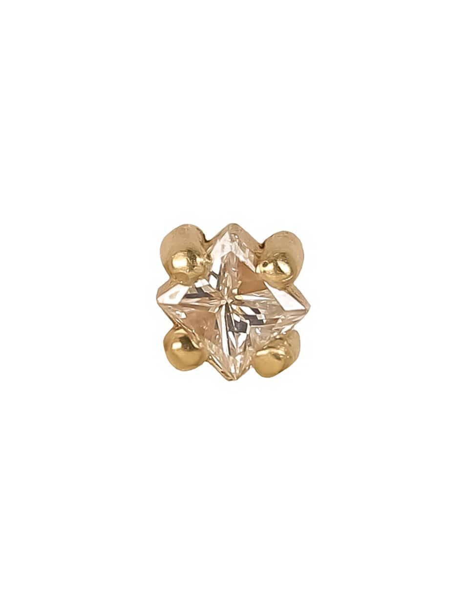 LIZZIE MANDLER-Princess Cut Diamond Stud Earring-YELLOW GOLD