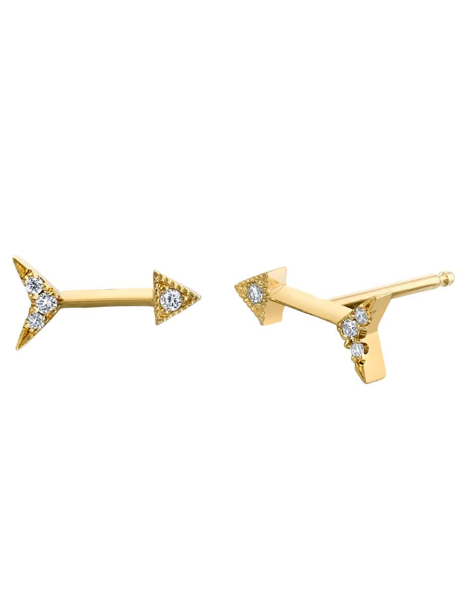 LIZZIE MANDLER-Mini Diamond Arrow Piercing Stud-YELLOW GOLD