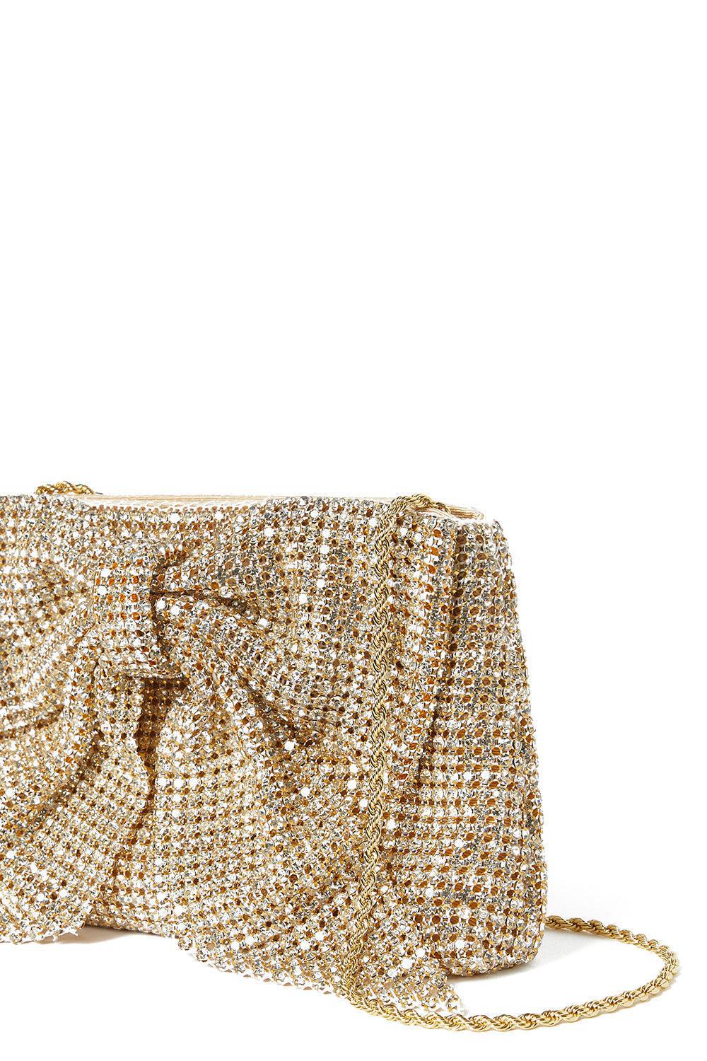 LOEFFLER RANDALL-Jolene Bow Clutch-GOLD
