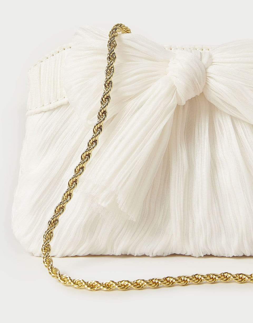LOEFFLER RANDALL-Mini Pleated Frame Clutch With Bow-PEARL