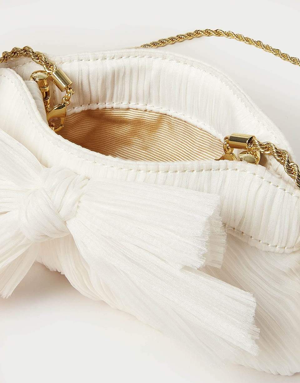 LOEFFLER RANDALL-Mini Pleated Frame Clutch With Bow-PEARL
