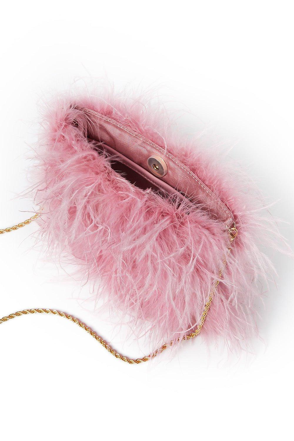 LOEFFLER RANDALL-Zahara Feather Pouch - Rose-ROSE