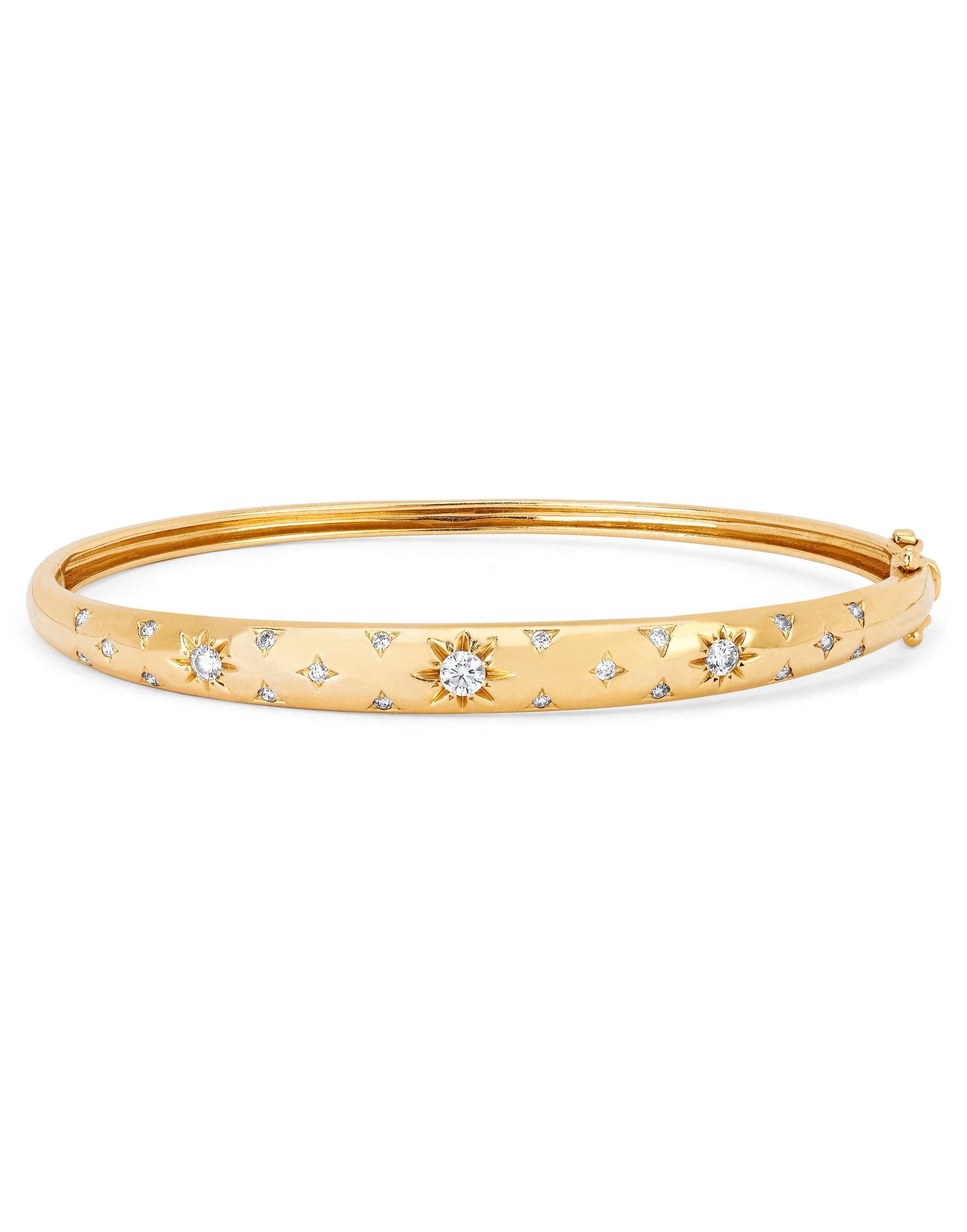 LOGAN HOLLOWELL-Pave Star Set Diamond Bangle-YELLOW GOLD