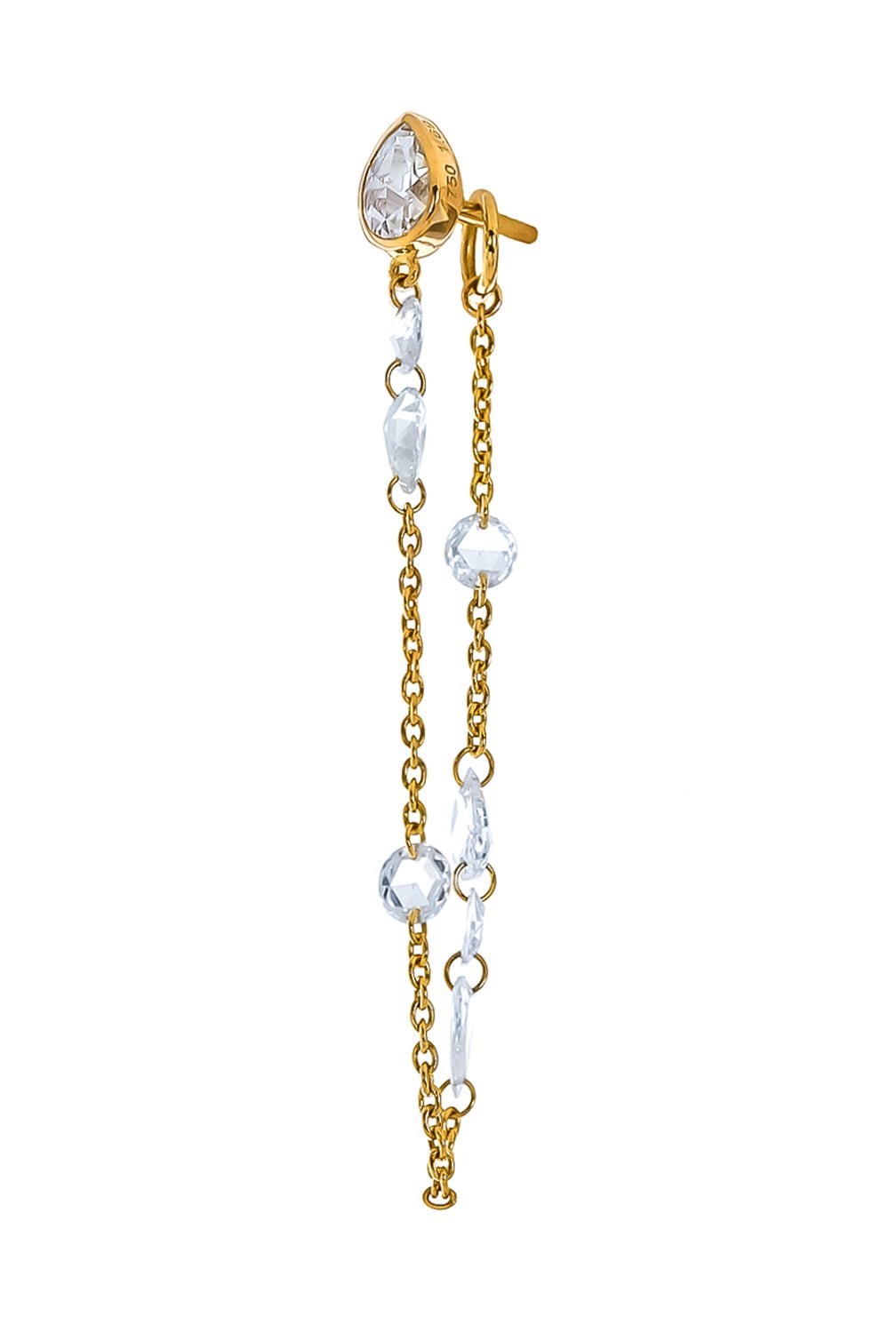 LOGAN HOLLOWELL-Eau De Rose Cut Diamond Iris Chain Earring-YELLOW GOLD
