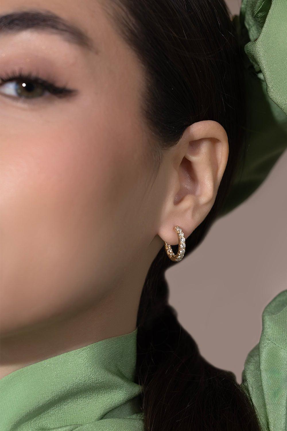 LOGAN HOLLOWELL-Inside Out French Pave Hoop Earrings-YELLOW GOLD