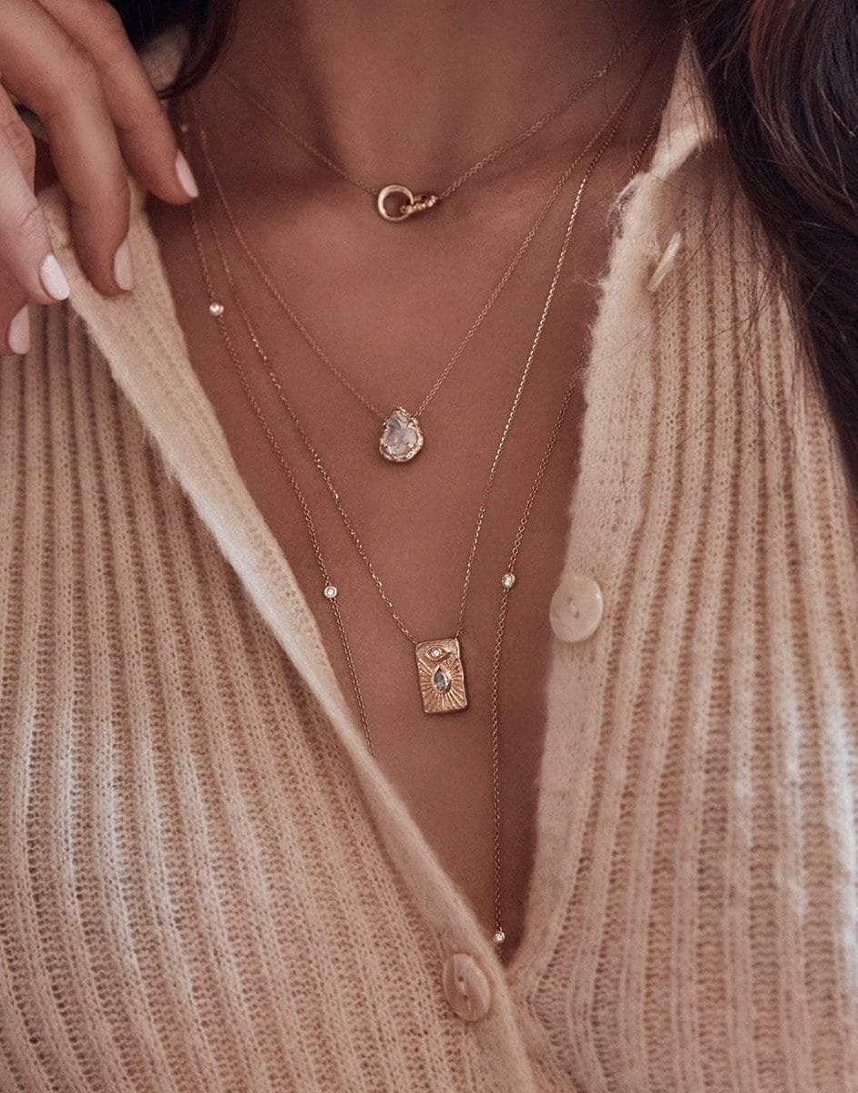 LOGAN HOLLOWELL-Angel Eye Shield Necklace-YELLOW GOLD