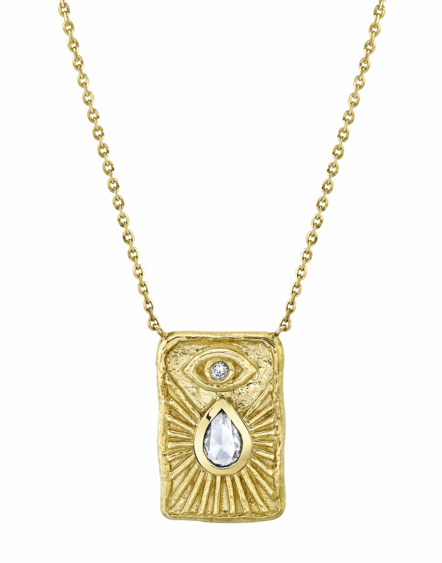 LOGAN HOLLOWELL-Angel Eye Shield Necklace-YELLOW GOLD