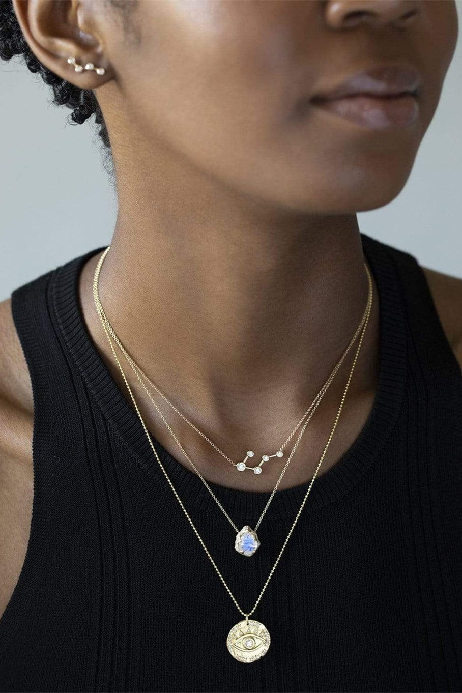 LOGAN HOLLOWELL-Diamond Eye of Protection Coin Pendant Necklace-YELLOW GOLD