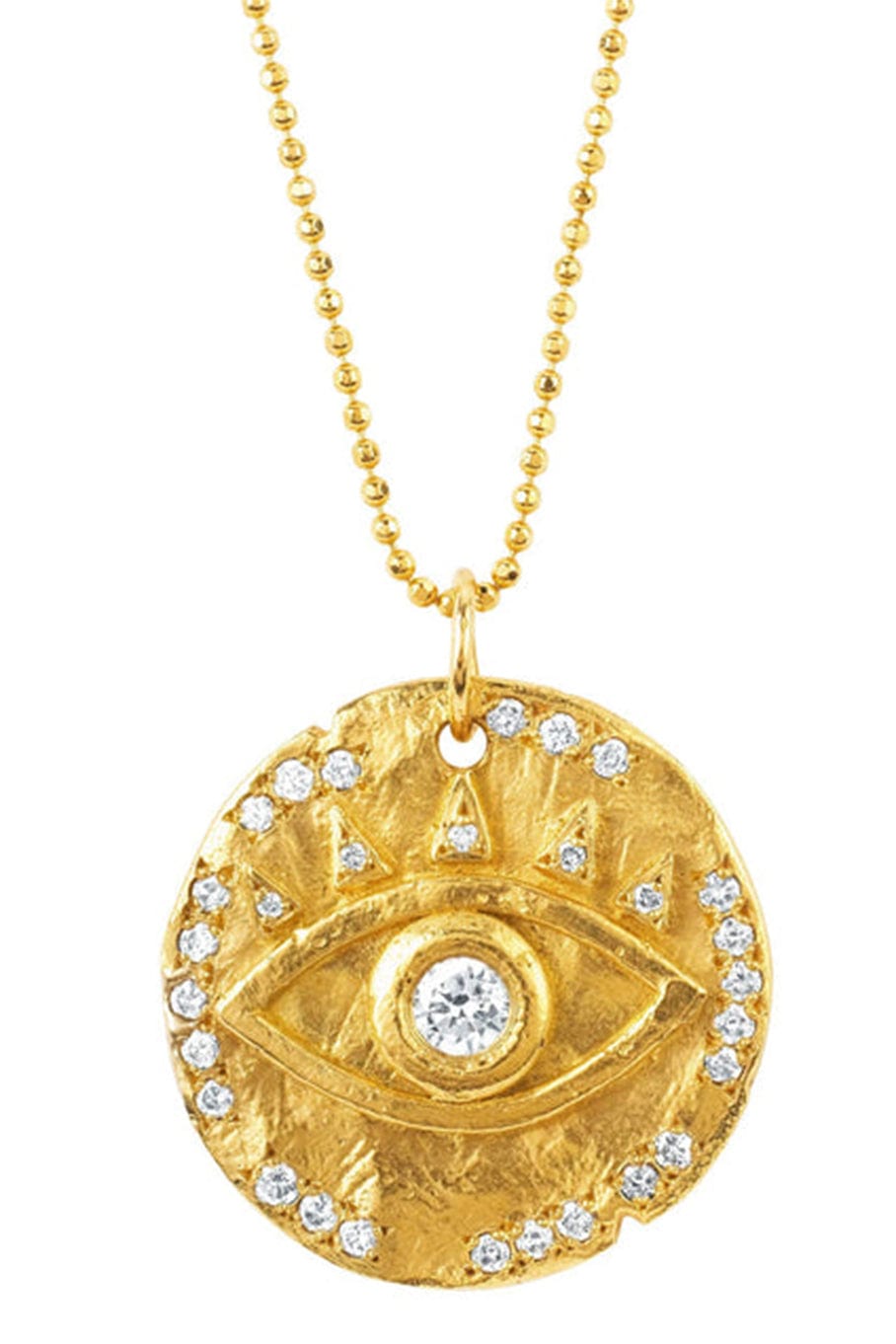 LOGAN HOLLOWELL-Diamond Eye of Protection Coin Pendant Necklace-YELLOW GOLD