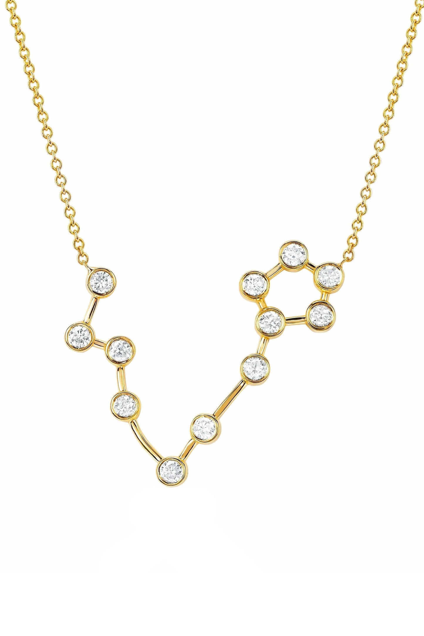 LOGAN HOLLOWELL-Diamond Pisces Constellation Necklace-YELLOW GOLD