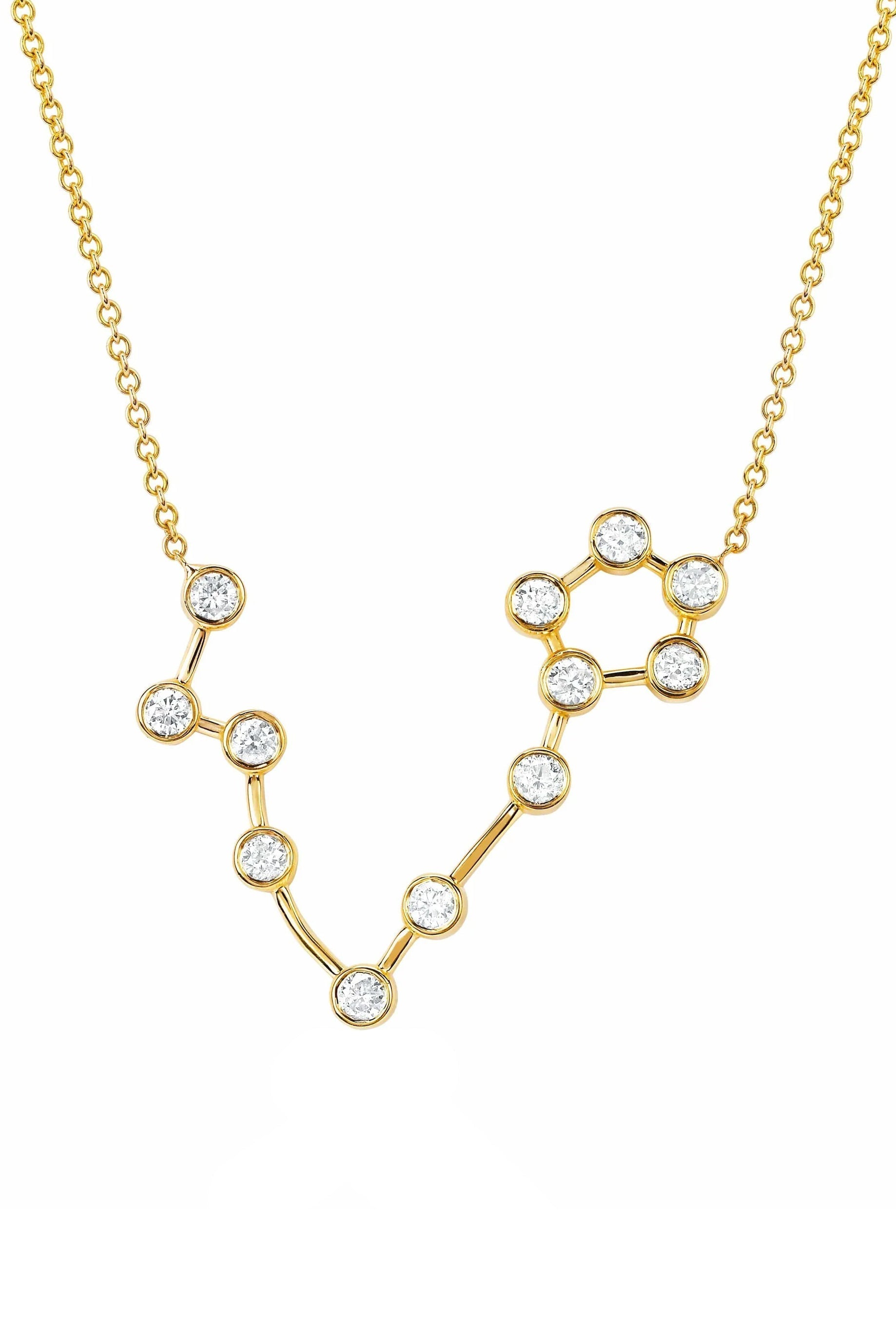 LOGAN HOLLOWELL-Diamond Pisces Constellation Necklace-YELLOW GOLD