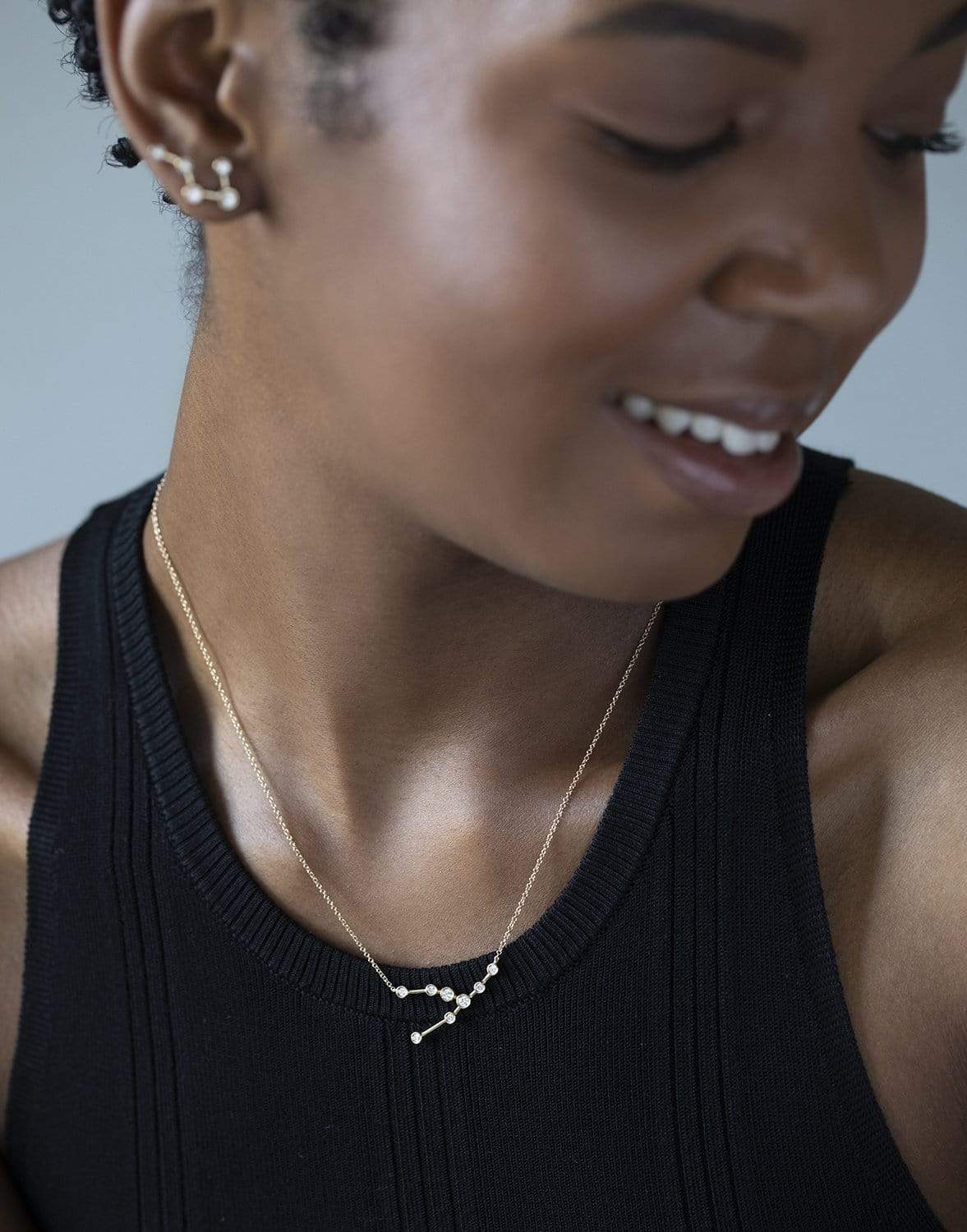 LOGAN HOLLOWELL-Diamond Taurus Constellation Necklace-YELLOW GOLD
