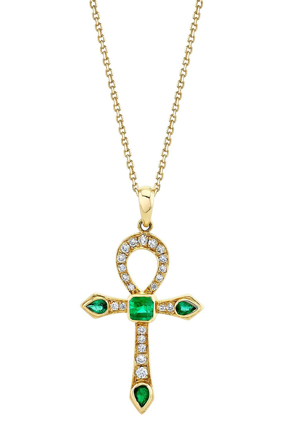 LOGAN HOLLOWELL-Eternal Ankh Necklace-YELLOW GOLD