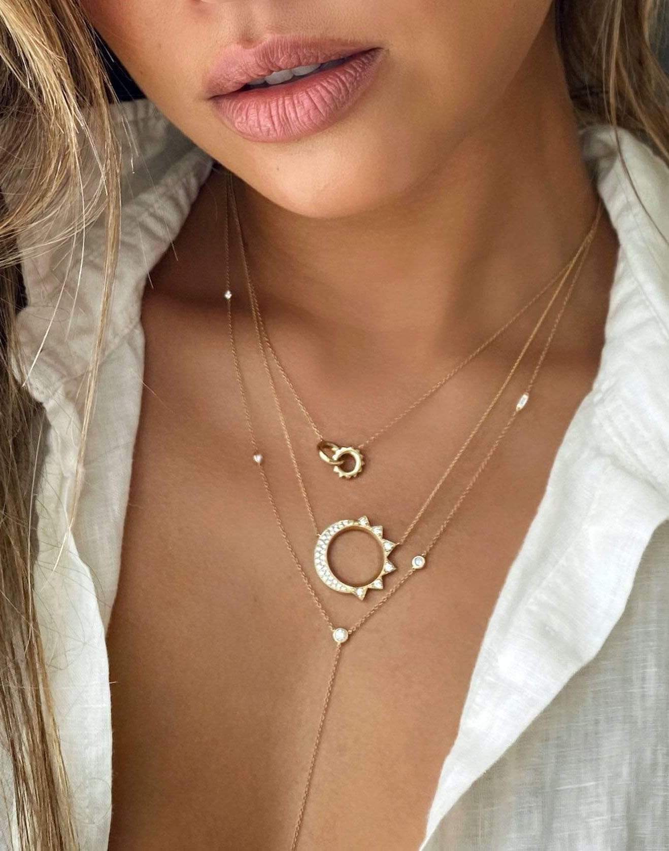 LOGAN HOLLOWELL-Large Pave Unity Necklace-YELLOW GOLD